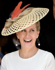 Sophie Duchess of Edinburgh wearing a big hat and laughing